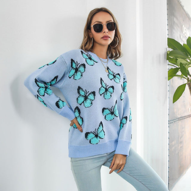 Best Online Shop in Australia - 3D Butterfly Jacquard Sweater - Emete store