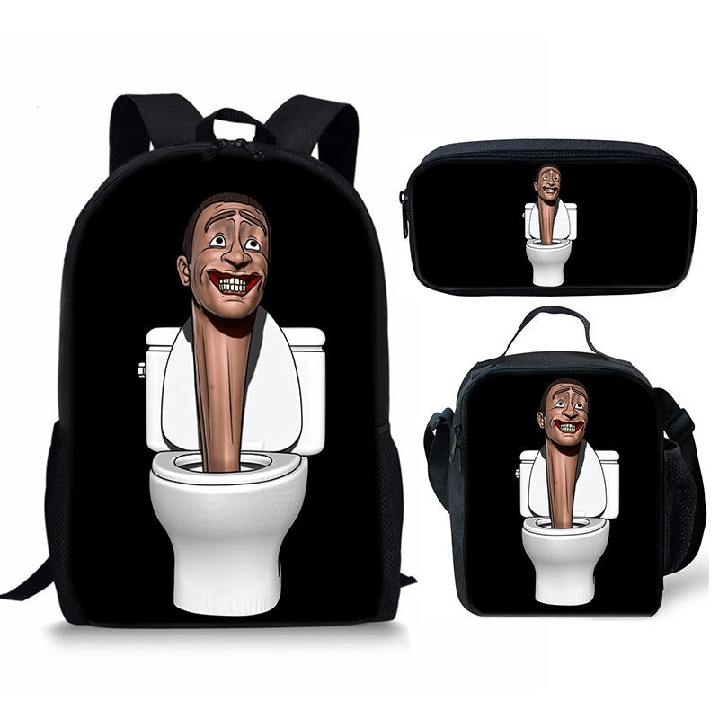 New 3PC-SET Skibidi Toilet Man Backpack Custom Game Peripheral Schoolbags For Primary Secondary School Teenage