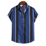 Summer men's striped short sleeved shirt Hawaiian shirt for men