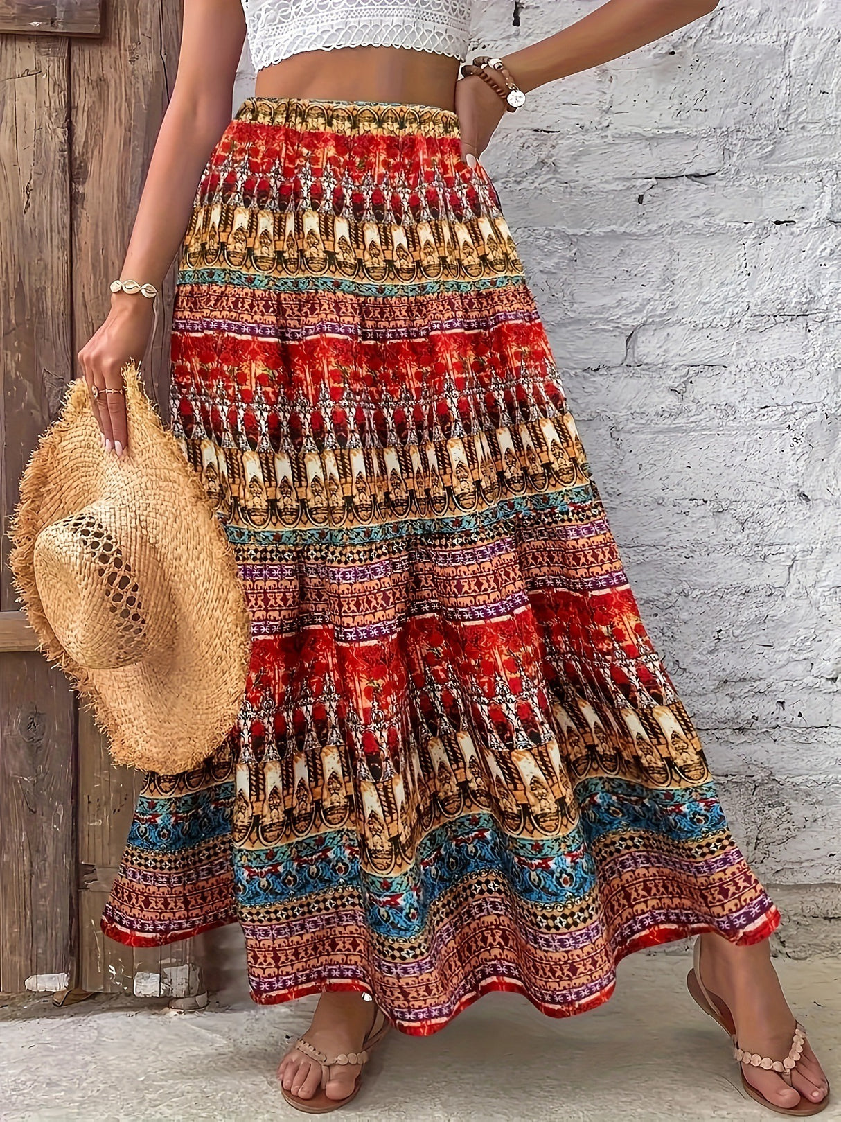 Summer printed full print skirt