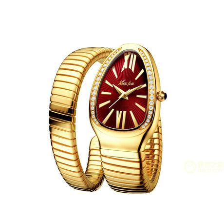 MISSFOX 1221 Women's Watches Snake Shape Luxury Wrist Watch For Women Steel Unique Gold Quartz Ladies Watch Clock Relogio Feminino - Emete store