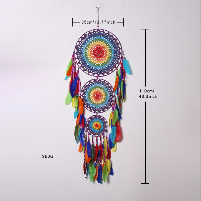 Indian Style Creative Three Ring Dream Catcher Home Decoration Hanger Dream Catcher Festival Decoration Hanger Wall Hanger