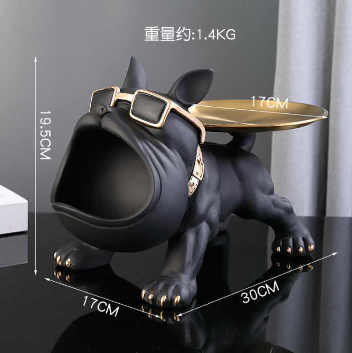 Creative Wealth Dog Ornament Entrance Key Storage Tray Desktop Candy Plate Home Decoration