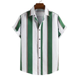 Summer men's striped short sleeved shirt Hawaiian shirt for men