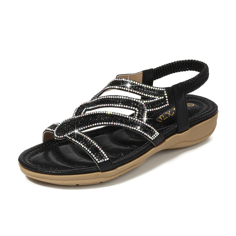 Rhinestone Bohemian Wedge Sandals for Women eprolo