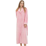 Pajamas for women in winter, thickened and elongated couple button waistband, loose oversized nightgown, men's bathrobe for spring and autumn