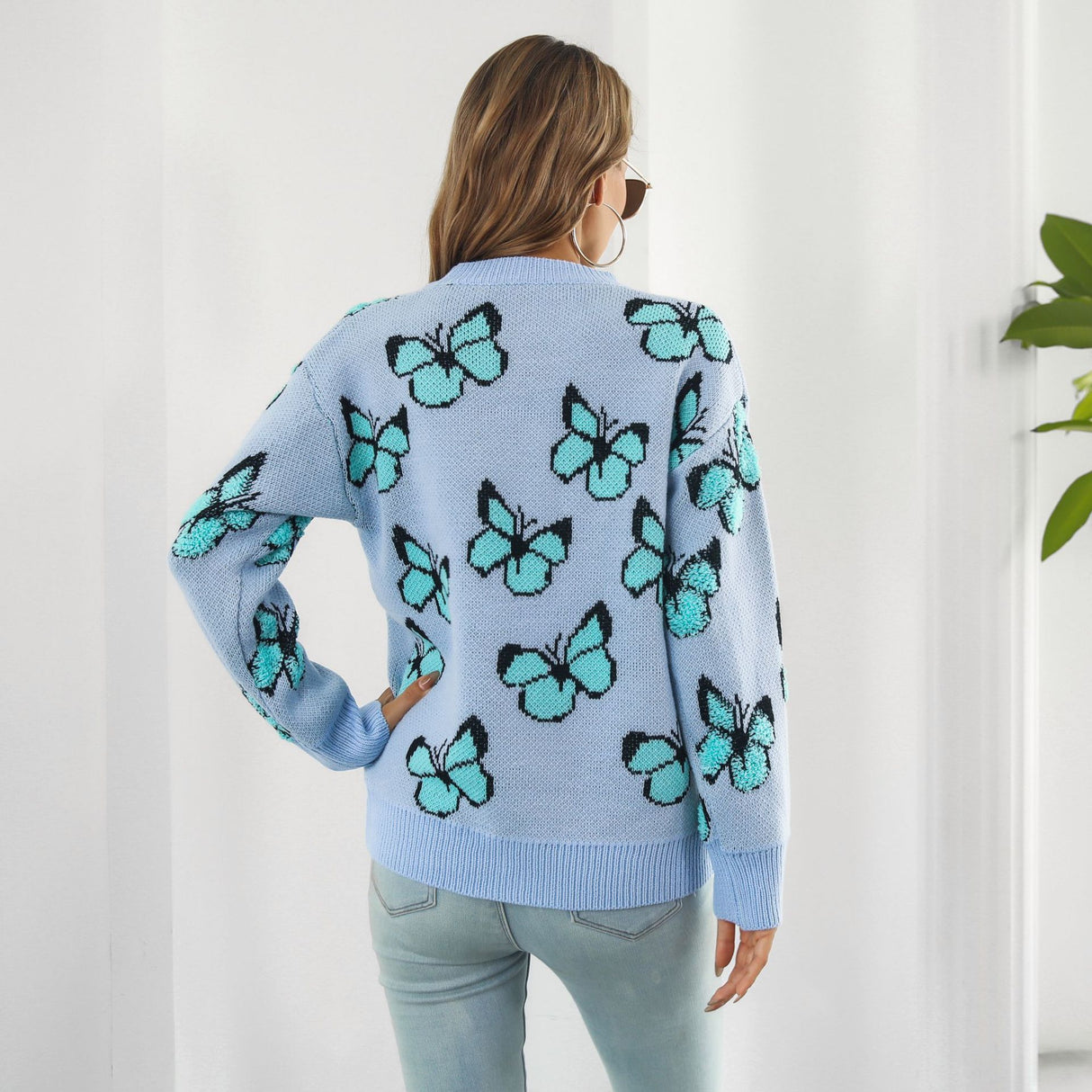 Three-Dimensional Butterfly Animal Jacquard Sweater Women's Loose Autumn And Winter Long Sleeve Sweater - Emete Store