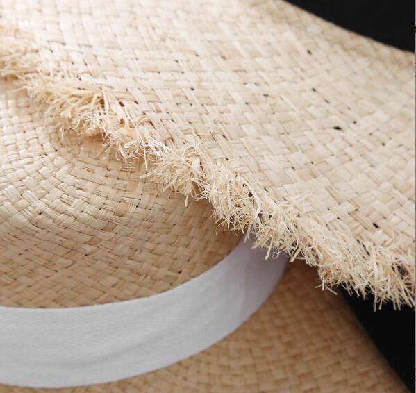 Strap Lafite straw hat for women with large brim in summer seaside Sun hat summer sun beach holiday beach hat