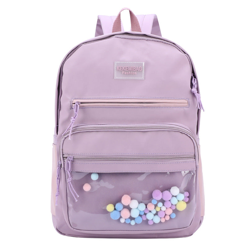 New ins style backpack canvas high school student schoolbag female small fresh contrast color junior high school student backpack