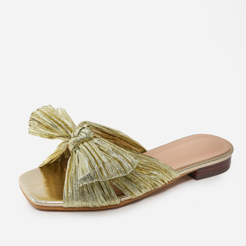 Bow Mesh Slippers: Women's Summer Flat Sandals - Emete Store