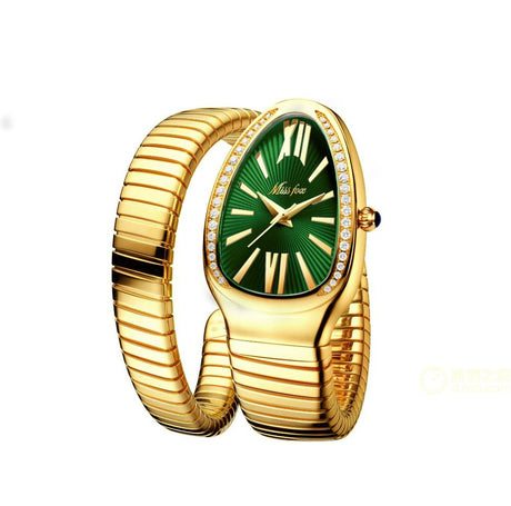 MISSFOX 1221 Women's Watches Snake Shape Luxury Wrist Watch For Women Steel Unique Gold Quartz Ladies Watch Clock Relogio Feminino - Emete store