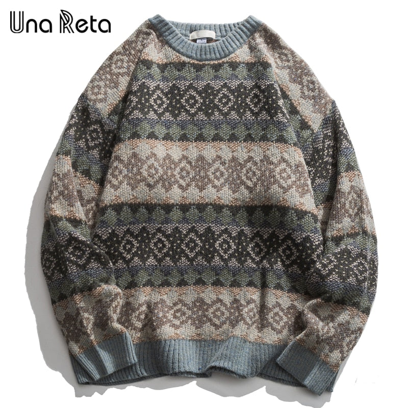 Una Reta Geometry Men's Sweater New Autumn Winter Hip Hop Sweater Men Streetwear Print Pullover Tops Harajuku Couple Sweater - Emete Store