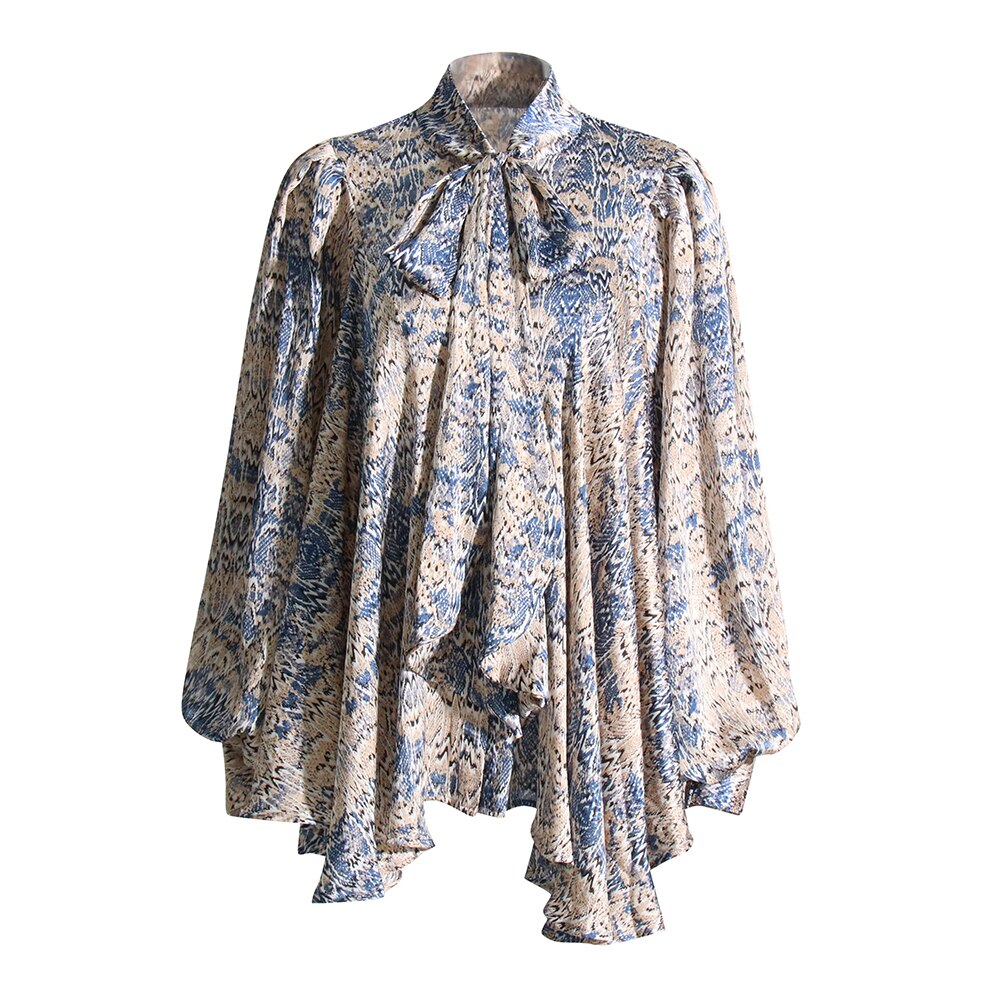 Bowknot Collar Lantern Loose Shirt