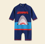 Swimwear Baby Kids Long Sleeve Blue Fish Baby Boy Swimwear Suits One Piece Swimsuit Baby Swimsuit Bathing Suits 80-130cm Baby