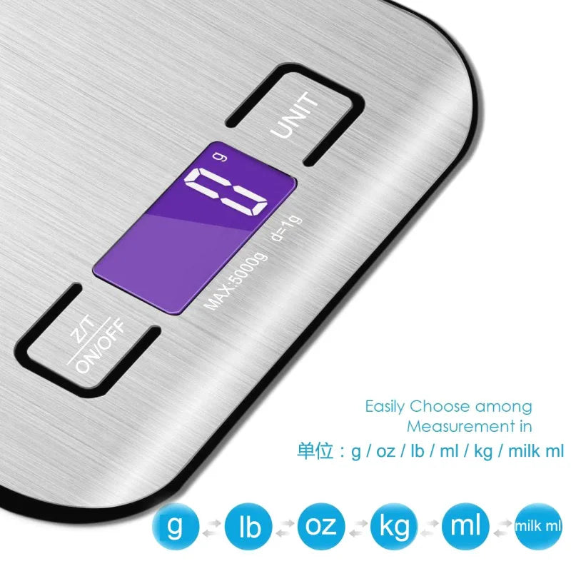 5/10KG Digital Kitchen Scale Stainless Steel Portable Kitchen Food Scale LED Display Electronic Jewelry Baking Weight Scales