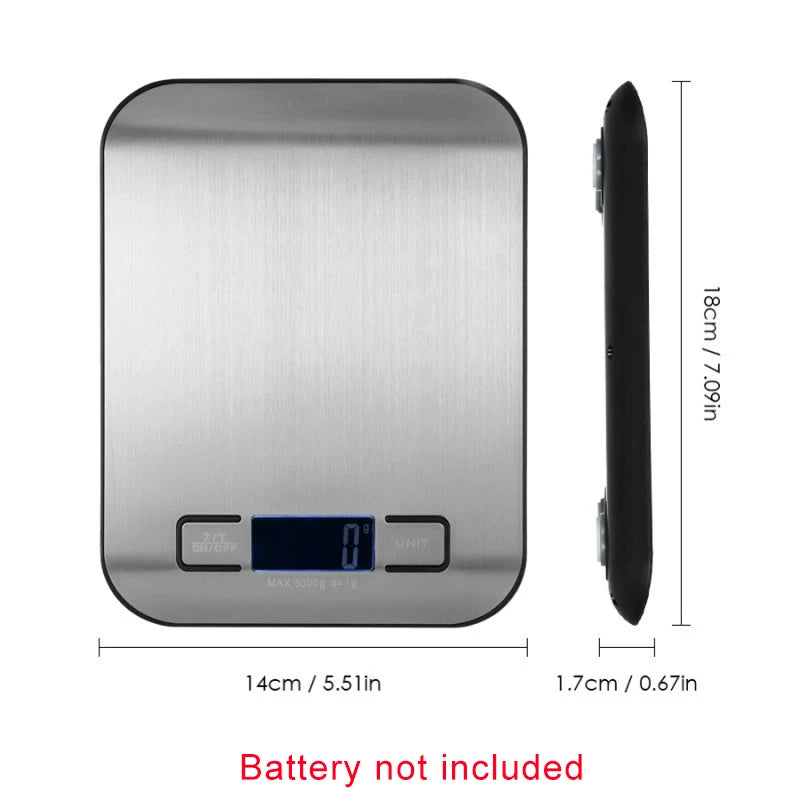 5/10KG Digital Kitchen Scale Stainless Steel Portable Kitchen Food Scale LED Display Electronic Jewelry Baking Weight Scales