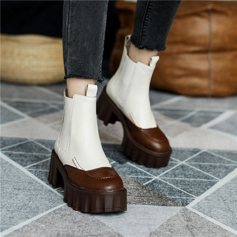 Color-Block Leather Ankle Boots eprolo
