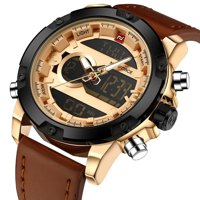 NAVIFORCE Luxury Brand Men Analog Digital Leather Sports Watches Men's Army Military Watch Man Quartz Clock Relogio Masculino - Emete store