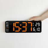 13/16 Inches Large LED Digital Wall Clock ,Wall Mounted Remote Control Temperature Date Week Display Timer Dual Alarm Clock