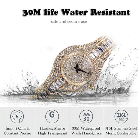 MISSFOX V196 30mm Small Womens Watch Shockproof Waterproof Luxury Ladies Ar Metal Watch bracelets Rhinestone Bu Cheap Chinese Watches - Emete store