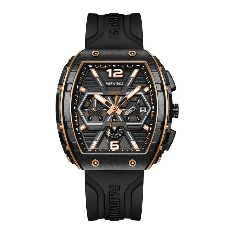 Men's multi-functional cool three eye shaking sonic explosive casual quartz wristwatch - Emete store