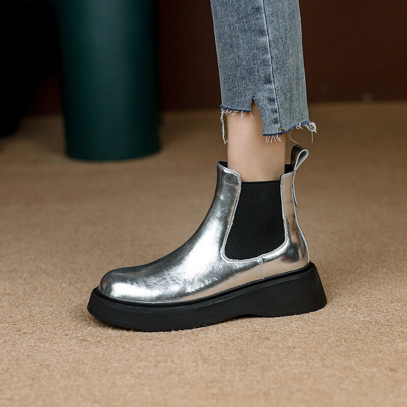 Wedge Heel Leather Ankle Boots eprolo