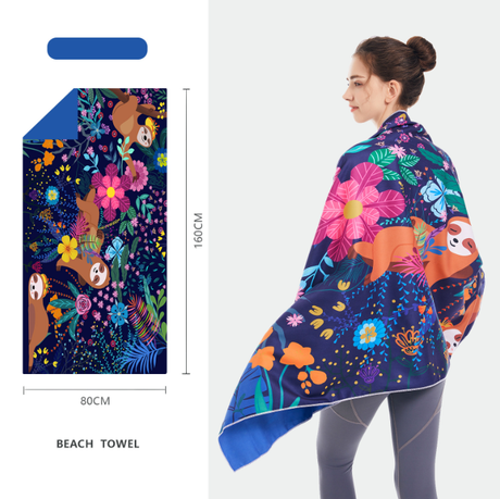 Double sided velvet microfiber beach towel absorbent and quick drying bath towel can be customized pattern - Emete store