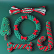 Christmas Pet Cotton Rope Toy Cane Tooth Cleaning Dog Tooth Grinding Toy Bite Resistant Knot Dog Toy Set - Emete store