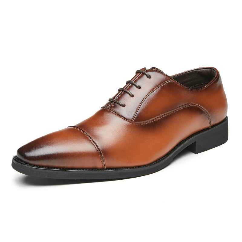 New lace-up pointed soft soled three-joint leather height-increasing Business men's Oxford Dress Shoes - Emete Store