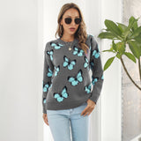 Three-Dimensional Butterfly Animal Jacquard Sweater Women's Loose Autumn And Winter Long Sleeve Sweater - Emete Store