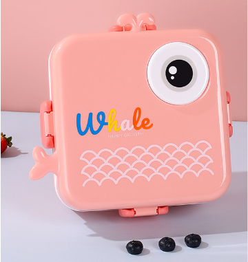 Cute cartoon microwaveable 304 stainless steel double-layer compartment sealed lunch box