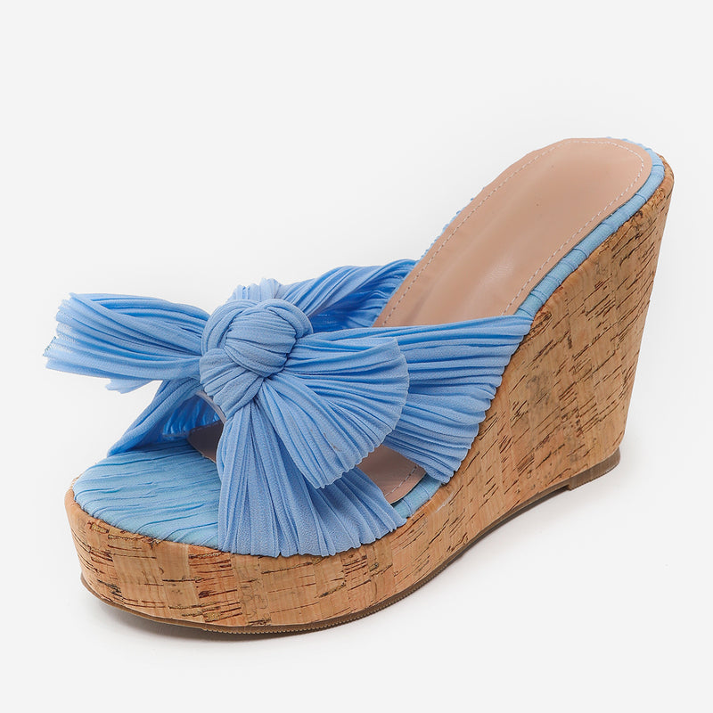 Bow Wedge Sandals - Emete Store