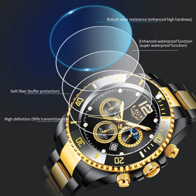New Quartz Watch Men's Sports Waterproof Watch Multifunctional Chronograph - Emete store
