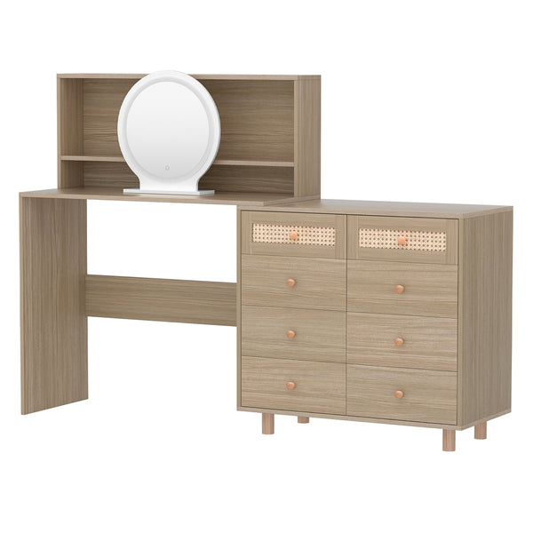 Artiss Dressing Table Set Stool LED Mirror Pine