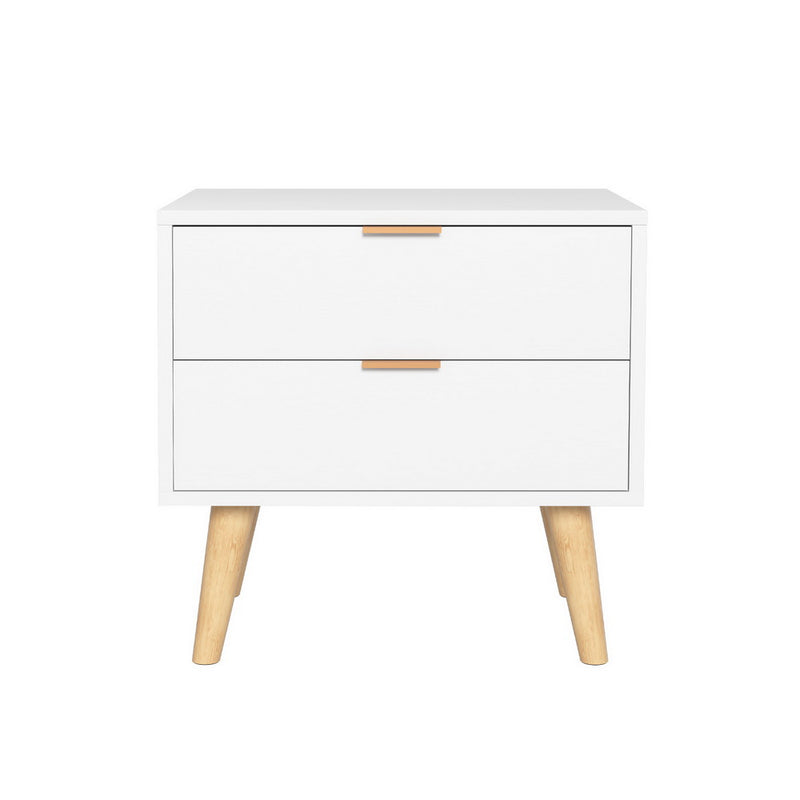 Artiss Bedside Table 2 Drawers - White