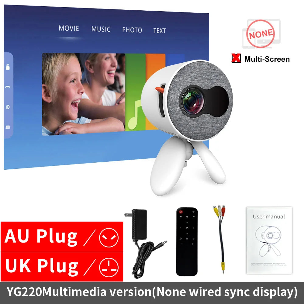 LEJIADA YG220 Mini Projector 3.5mm Audio Phone with screen Update Version Portable Pocket Cute Projector Video Player Kids Gift - Emete store