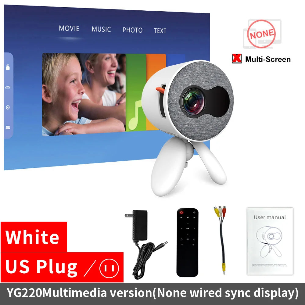 LEJIADA YG220 Mini Projector 3.5mm Audio Phone with screen Update Version Portable Pocket Cute Projector Video Player Kids Gift - Emete store