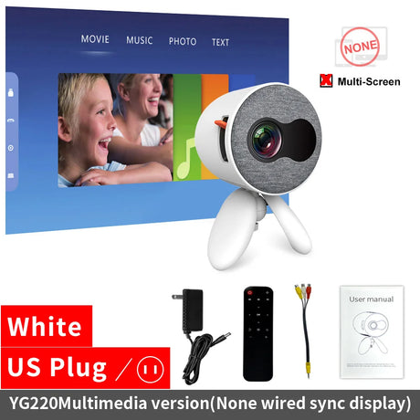 LEJIADA YG220 Mini Projector 3.5mm Audio Phone with screen Update Version Portable Pocket Cute Projector Video Player Kids Gift - Emete store