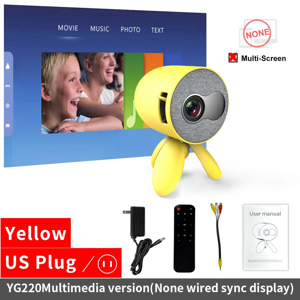 LEJIADA YG220 Mini Projector 3.5mm Audio Phone with screen Update Version Portable Pocket Cute Projector Video Player Kids Gift - Emete store