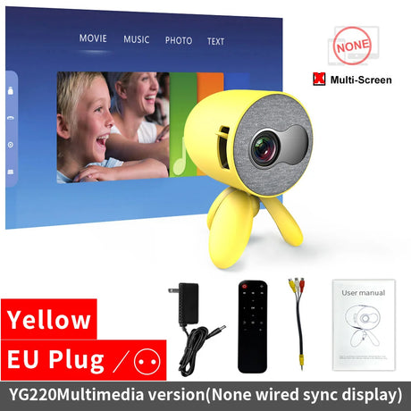 LEJIADA YG220 Mini Projector 3.5mm Audio Phone with screen Update Version Portable Pocket Cute Projector Video Player Kids Gift - Emete store