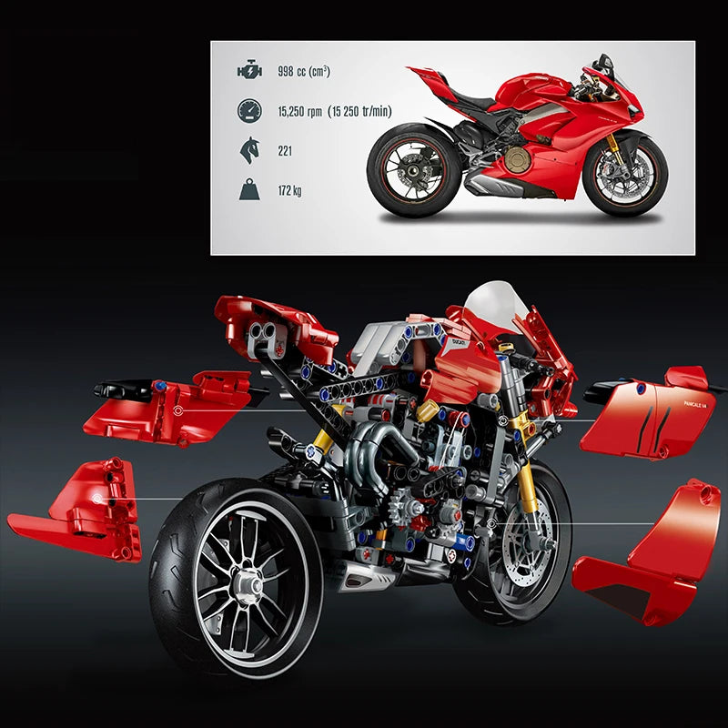 New Technic Ducatis Panigale V4 R Motorcycle Compatible Building Blocks Motorbike Model Toys