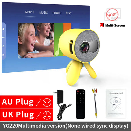 LEJIADA YG220 Mini Projector 3.5mm Audio Phone with screen Update Version Portable Pocket Cute Projector Video Player Kids Gift - Emete store