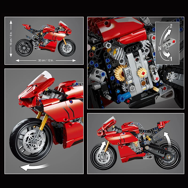 New Technic Ducatis Panigale V4 R Motorcycle Compatible Building Blocks Motorbike Model Toys