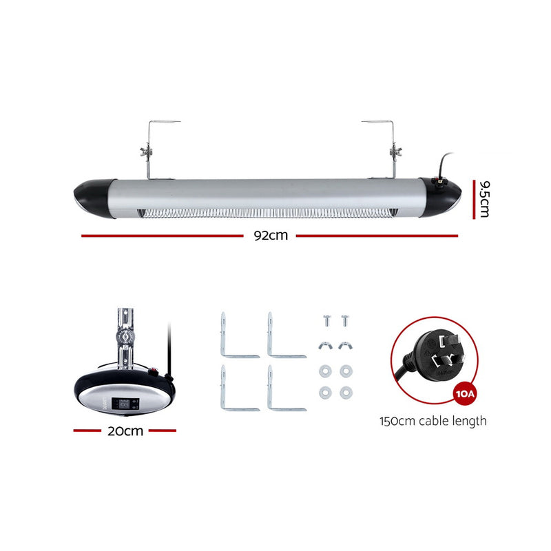 Devanti Electric Strip Heater Radiant Heaters 2000W - Emete Store