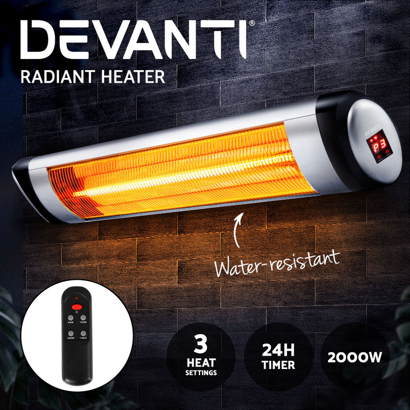 Devanti Electric Strip Heater Radiant Heaters 2000W - Emete Store