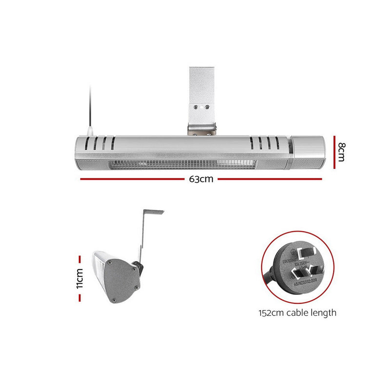 Devanti Electric Strip Heater Infrared Radiant Heaters 2000W - Emete Store