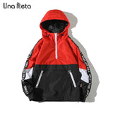 Hooded Jackets Men Block Pullover Jacket Fashion Tracksuit Coat Men Hip Hop Streetwear Jacket Men
