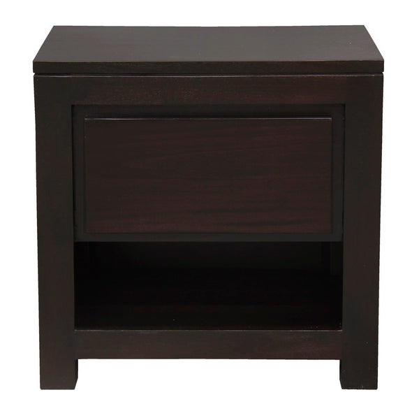 Amsterdam Solid Mahogany Timber 1 Drawer Bedside Table (Chocolate)