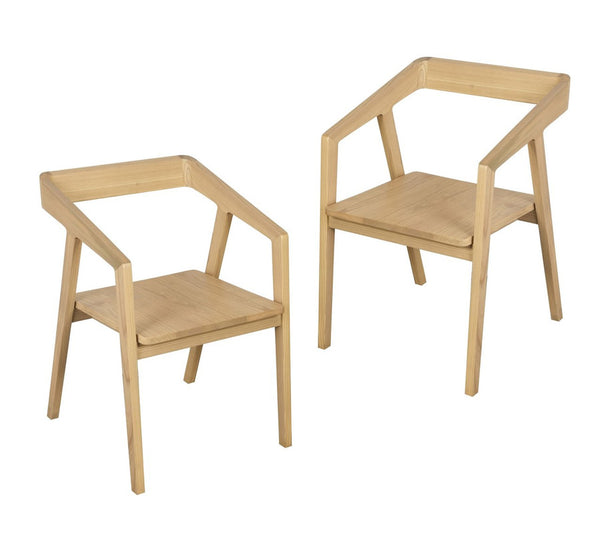 Kyoto Solid Oak Arm Chair - Set of 2 (Natural)