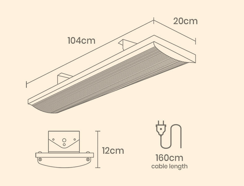 BIO Electric Outdoor Strip Heater Patio Radiant Panel Bar Wall Ceiling 2 X 2400W - Emete Store